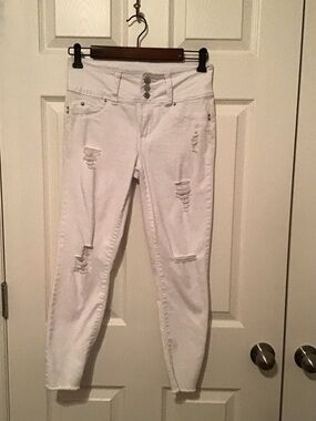 White Distressed Women's High-Rise Jeans